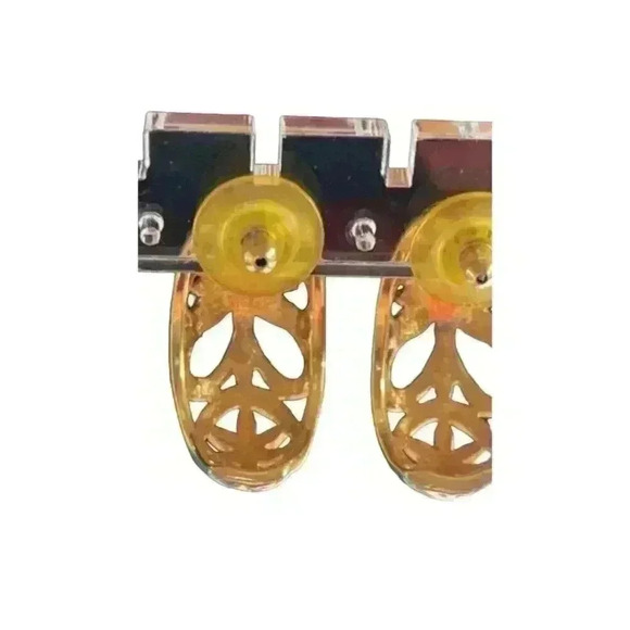 Vintage flower hoop earrings Dangle/Drop Golden - Picture 1 of 3